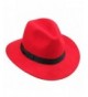 Vitality Shop Women's Wool Felt Hats Wide Brim Hat Fedora - Crushable - Red - CO11T8VGXFP