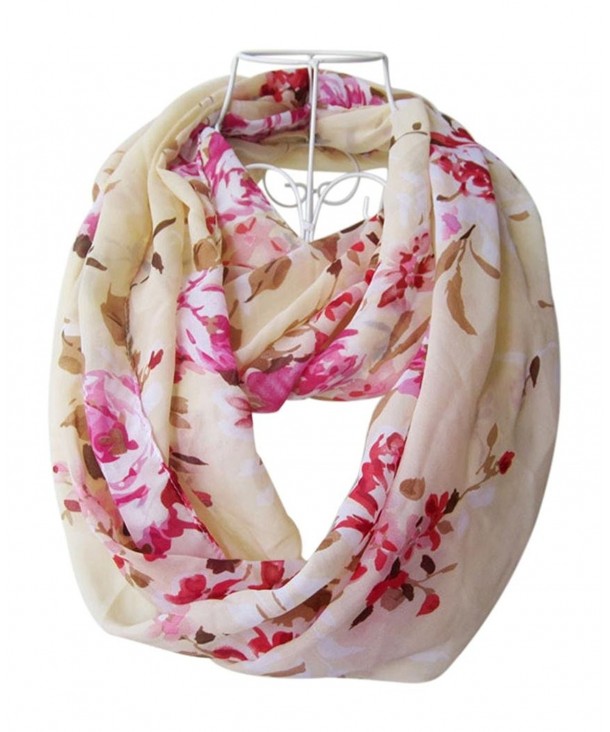 HONEYJOY Women Fashion infinity Flower Pattern Charming Print Shawl Scarf Wrap - Pink - C412NGGRNY6
