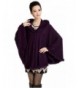 CgQgXn Womens Elegant Faux Fur Hood Pashmina Cape - Purple - C211RESXCLH