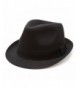Classic Trilby Short Brim 100% Cotton Twill Fedora Hat with Band - Black - CS183KUWMKN
