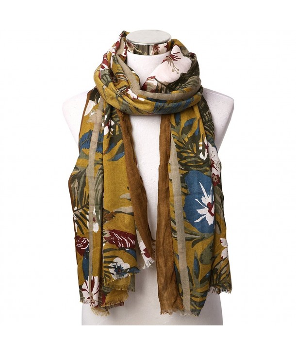 Odema Womens Scarf Stylish Scarves Shawl Wraps Multicolor Flower Blanket Scarf - Yellow - CI185IUQSXR