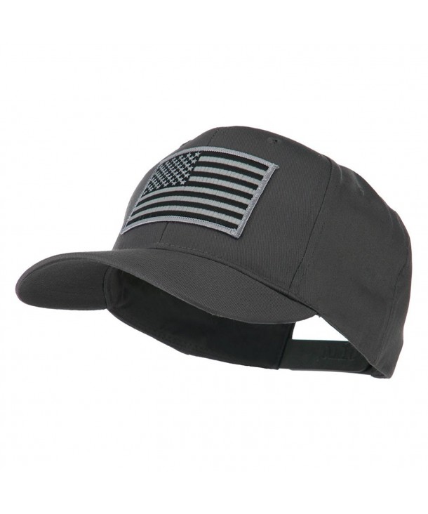 Grey American Flag Patched High Profile Cap - Charcoal Grey - C111ND5GHF3