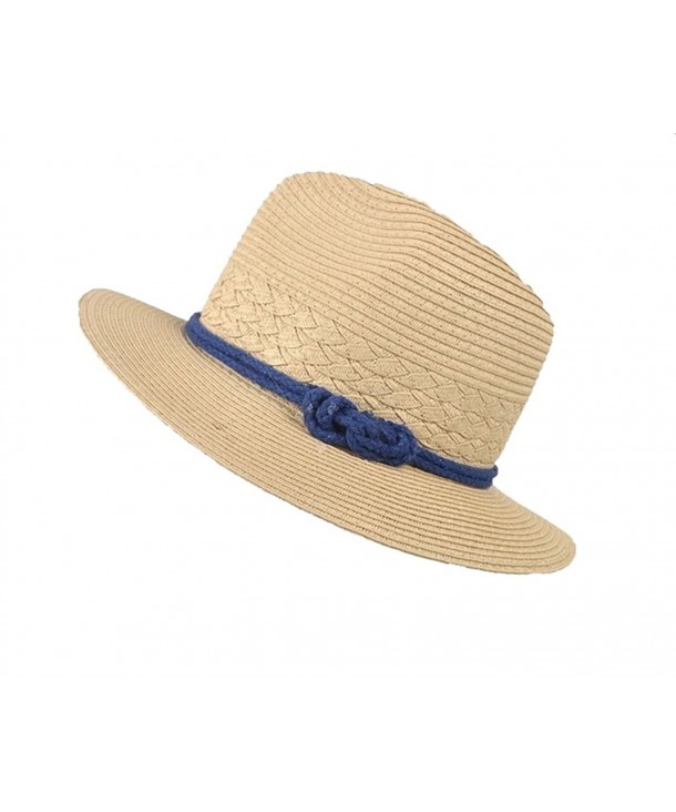 Yonger Summer Sun Beach Straw Hats Wide Brim Bowknot Hat for Travel Beach Vacation - CB1822MKXO5