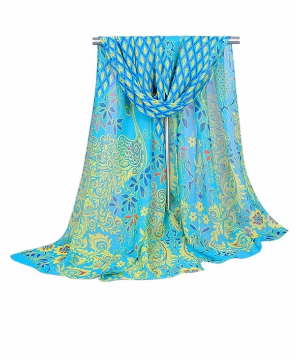 ZANZEA Women Lady Peacock Chiffon Scarf Soft Shawl Silk Wrap Neck Warm Stole - Blue - C1120TUD8SX