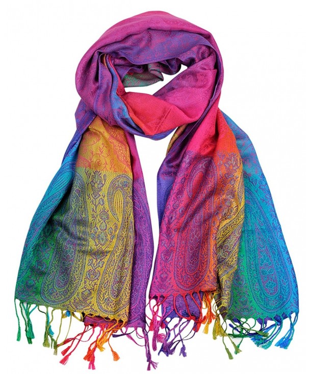 NYFASHION101 Elegant Colorful Paisley Soft Pashmina Scarf Shawl Wrap NBH1401Y - Rainbow 08 - CY17YD6YZ9S