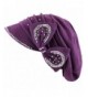 The Hat Depot Womens Knit Visor Beanie Cap with Ribbon and Rhinestone Hat - Purple - CC126ILKZ3N