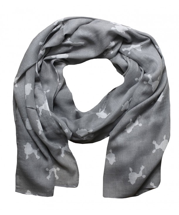 Women Scarf Poodle Dogs Print Design Lightweight Scarves for Lady - Silver Grey - CU18753XUQK