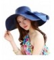Kaisifei Bowknot Casual Straw Women Summer Hats Big Wide Brim Beach Hat - Navy - CE12F909AL1
