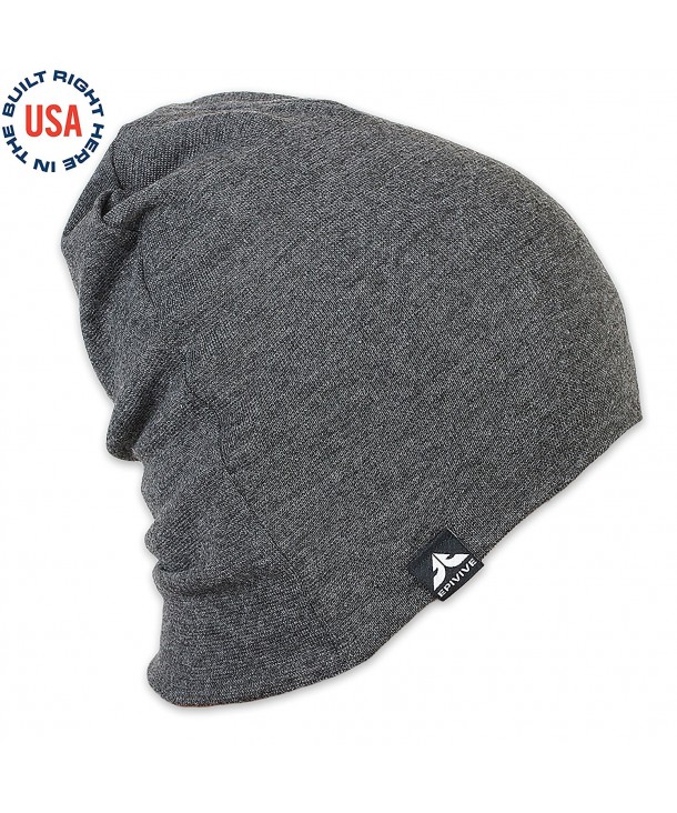 Epivive Men & Women Slouchy Knit Beanie Hat Made in the USA - Dark Grey - CU12MZYW8IL