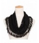 MissShorthair Womens Lightweight Lace Infinity Scarf with Tassels - Black Luck Leaf - CF1802TTOO5