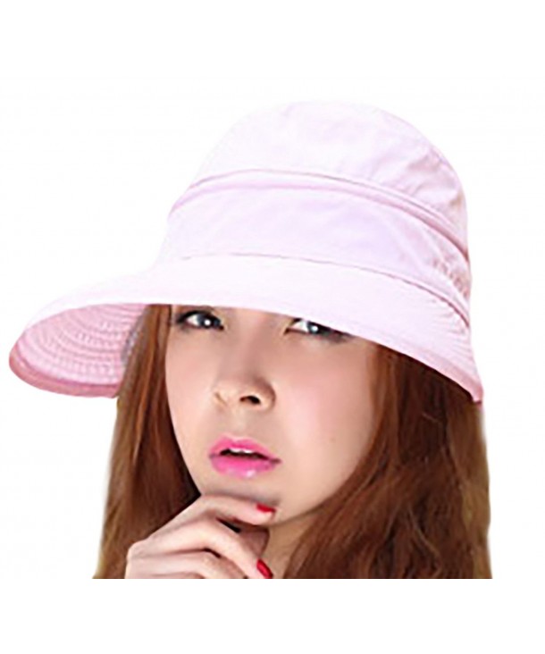IL Caldo Womens Bow Sun Hats Large Brim Visor Hat Dual Purpose Beach Hat UV Travel Cap - Pink - C712DRIXDX9