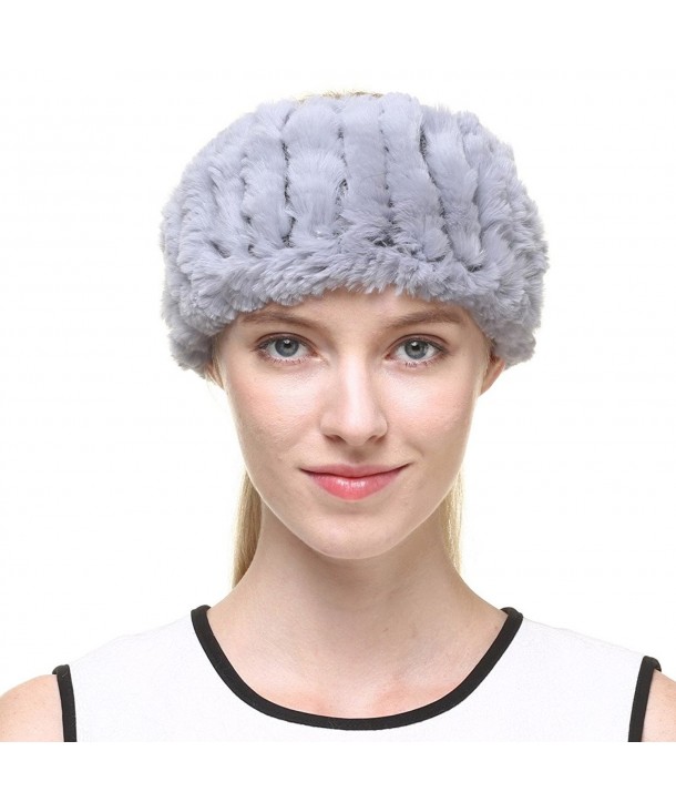 Vogueearth Women'Real Rabbit Fur Winter Headband Neck Warmer headbands - Gray - CO12MOCVEIF