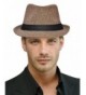 Harcadian Unisex Classic Trilby Short Brim Manhattan Fedora Hat Panama Hat - Brown/Tan - C8189T2OILQ