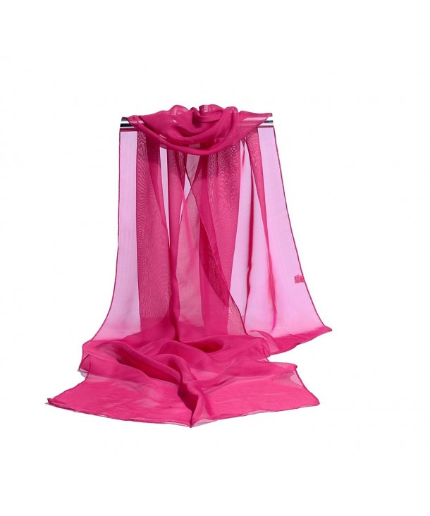Herebuy - Fashion Women's Soild Colors Silk Chiffon Scarves Lightweight Scarf - Hot Pink - CL11OVY2FAF