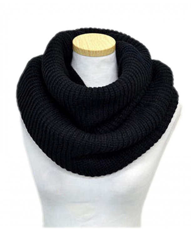 Spikerking Unisex Soft Thick Knitted Winter Warm Infinity Scarf - Black - C6125OGVYKV