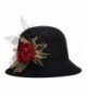 Women Flower Winter Wool Cap Beret Beanie Cloche Bucket Hat? - Black&red - C312OB0XP7G