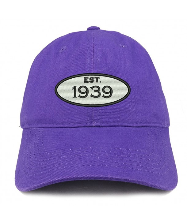 Trendy Apparel Shop Established 1939 Embroidered 79th Birthday Gift Soft Crown Cotton Cap - Purple - CO180L9H2CZ