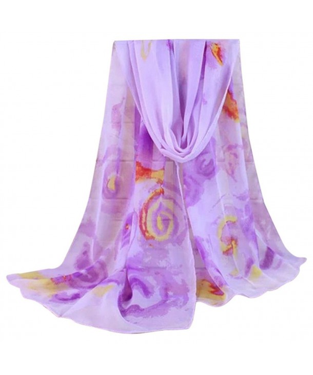 Scarf- Misaky Women Long Soft Wrap scarf Ladies Shawl Chiffon Scarves - Purple - C5185TDX2RA