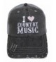 Embroidered "I Love Country Music" Grey Trucker Cap Hat w/Swarovski Crystals - Light Pink Heart - CI128UGCARR