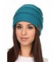 Vialumi Women's Solid Colored Knitted Warm Plush Beanie Cap - Teal - CF12MZIPABC
