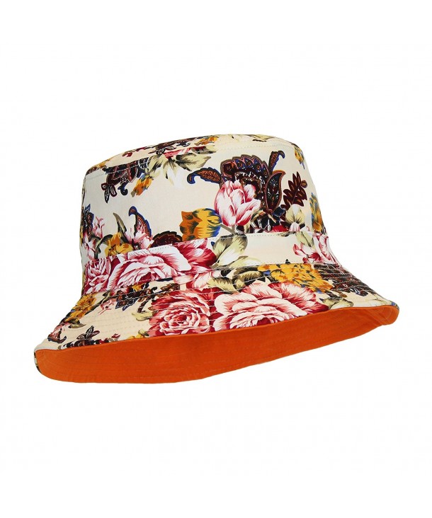 All Cotton Bucket Sun Hat- Cute Vintage Floral Print- Solid Color ...