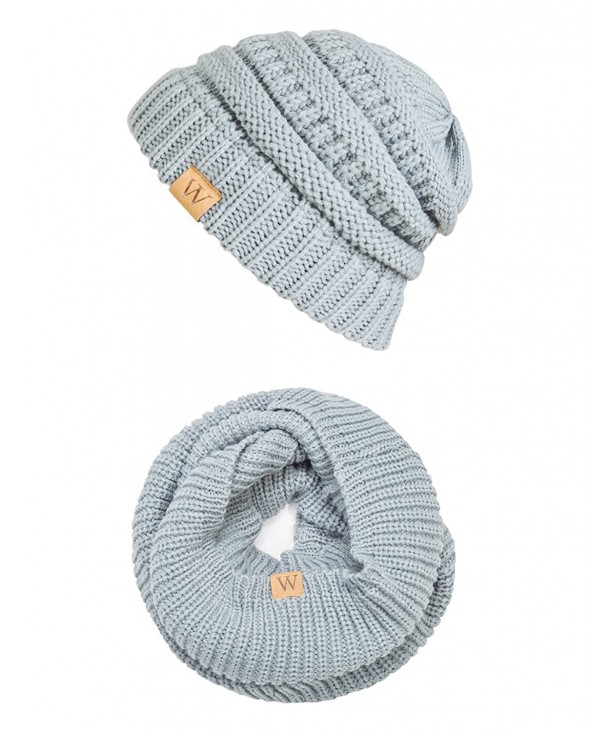 EVRFELAN Winter Warm Beanie Scarf Set Women - Knit Infinity Loop Scarf and Hat Sets for Men - Gray - CV186N4Q8RD