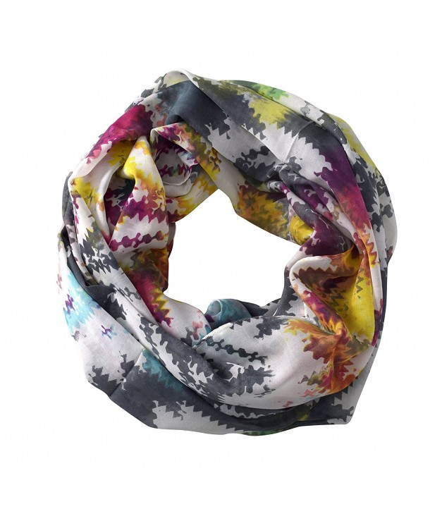 Peach Couture Funky Abstract Print Light Weight Infinity Loop Scarves - Rainbow Print - CY12K9DUIZB