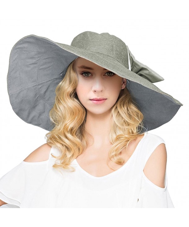 Women's Reversible Foldable Floppy Sun Hat With Wide Brim UPF 50+ - Light Grey - CG1839LSSZK