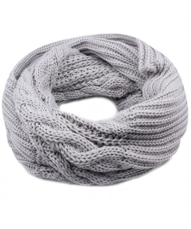 Women's Winter Knit Infinity Scarf - Thick Ribbed Knitted Cable Circle Loop Scarf FURTALK Original - Grey - CH187I3K20U
