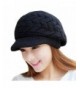 Aisa Womens Fashion Winter Warm Knit Hat Woolen Snow Ski Caps With Visor - Black - CI126Y0V6WH