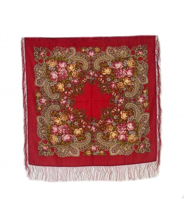 Stranger Russian Shawl 100% Wool with Fringe 89x89cm (35x35 Inch) Red - C811CP0ZPKF