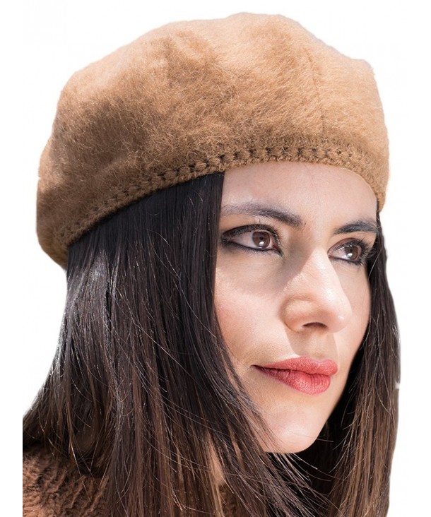 Gamboa Warm and Soft 100% Alpaca Wool Handmade Beret For Women - Available In Various Rustic Colors - Brown - C61264XS5DR