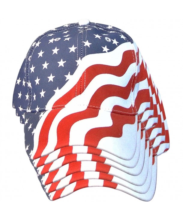 6 Pack American Flag Ball Cap Hat Us USA Patriotic Stars and Stripes Baseball Cap - CS120EC9AQJ