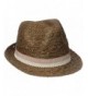 D&Y Women's Paper Braid Fedora Hat with Faux Leather Ties - Brown - C312BL7VPHT