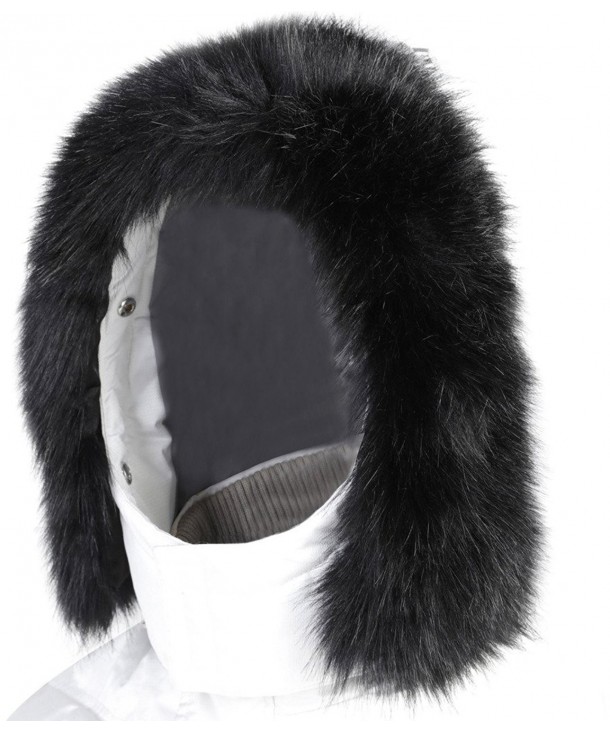 Vogueearth 2 Material Choose Hood Trim Scarf Ski Collar Coat - Faux Black - C6185253996
