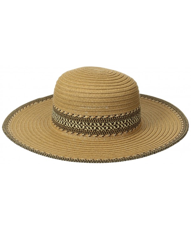 San Diego Hat Company Women's Ultrabraid Sun Brim Hat with Contrast Pattern Band - Camel - CI11S3UNFE9
