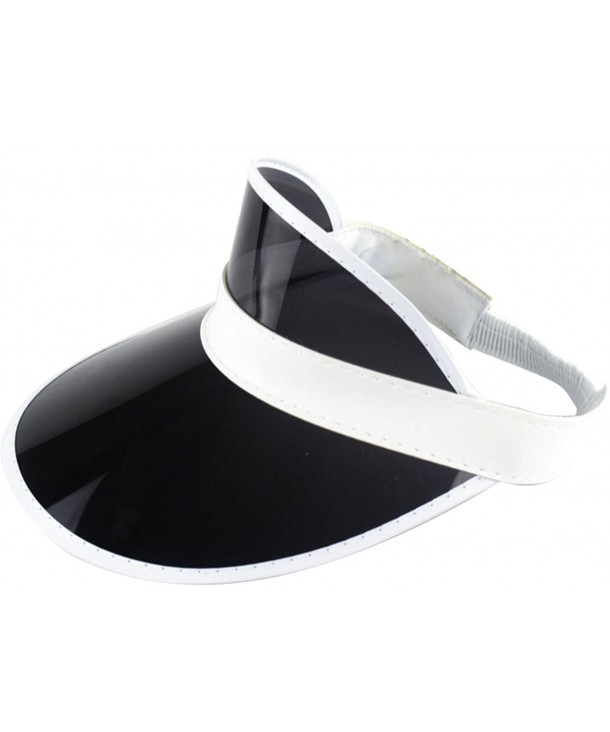 Ababalaya Unisex SPF 50+ UV Protection PVC Wide Brim Transparent Sun Visor Hat - Black - CD17AZ08AE0