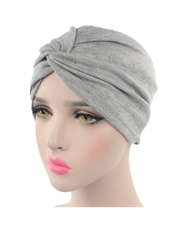 Chemo Sleep Turban Headwear Scarf Beanie Cap Hat for Cancer Patient Hair Loss - Grey - CO187TAHWMK