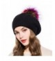 GZHILOVINGL Wool Knit Beret Hats For Women- Spring Slouchy Beanie Cap With Pom Pom - Black - CC188M3A6Z6