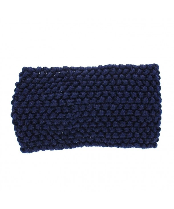 Binmer(TM)Crochet Flower Bow Knitted Hairband Headband Ear Warmer - DarkBlue - CP11THI1N27