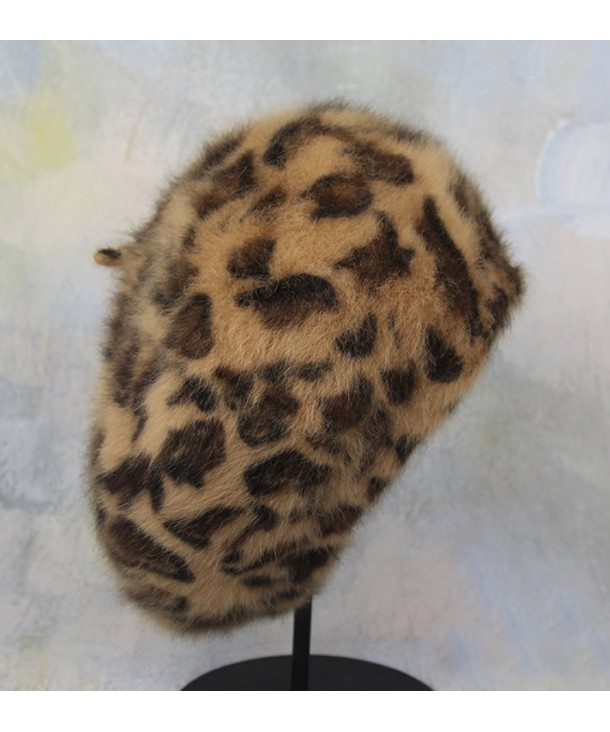 Faux Fur Leopard Print Berets Soft Warm French Style Painter Hat Cap ...