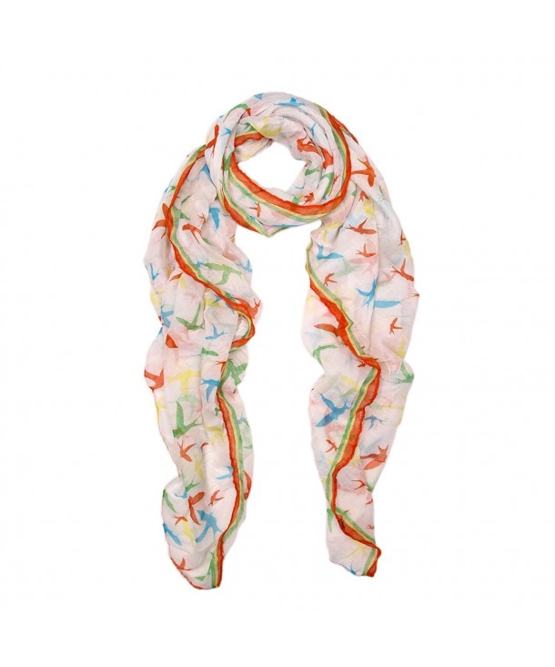 Elegant Multi Color Swallow Bird Print Fashion Scarf Wrap - Diff Colors Avail - Orange - CB11MHKJE05