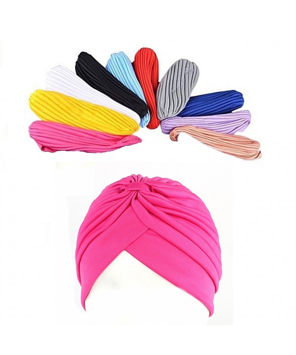 Many Pack Stretch Polyester Turban Head Cover Twisted Pleated Headwrap By Ever Fairy - 2 10 Colors - C6182EX762W