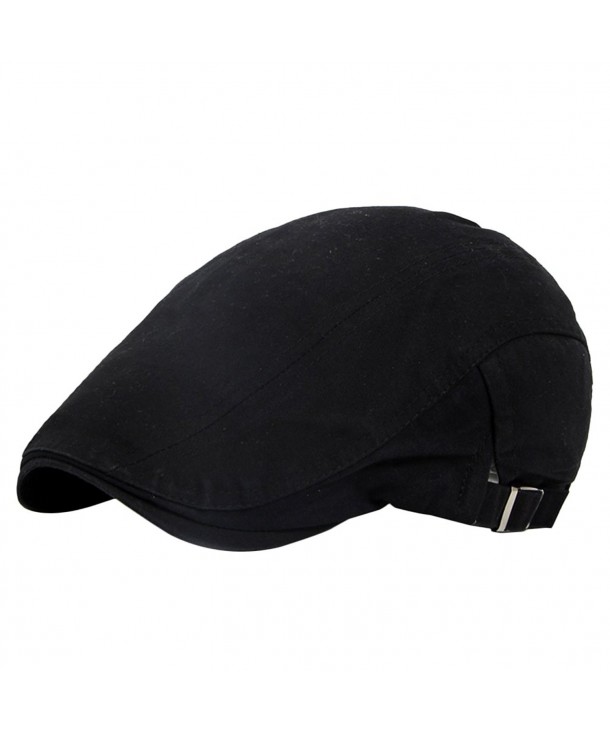 EachWell Men's Cotton Adjustable Flat Gatsby Newboy Driving Hunting Hat Cap - Black - C4186W2RD0X