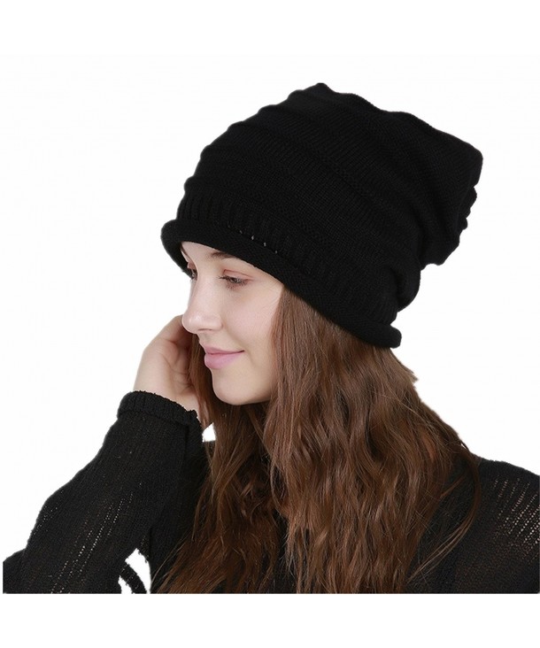 CHENMA Women Oversized Baggy Slouchy Winter Knit Beanie Hat Skull Caps - Black - C9189G7WKA2