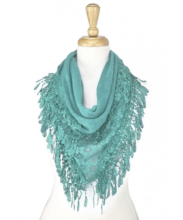 Paskmlna Triangle Knitted Lace Scarf - Yh06-l.blue - CW17YE5AZSN