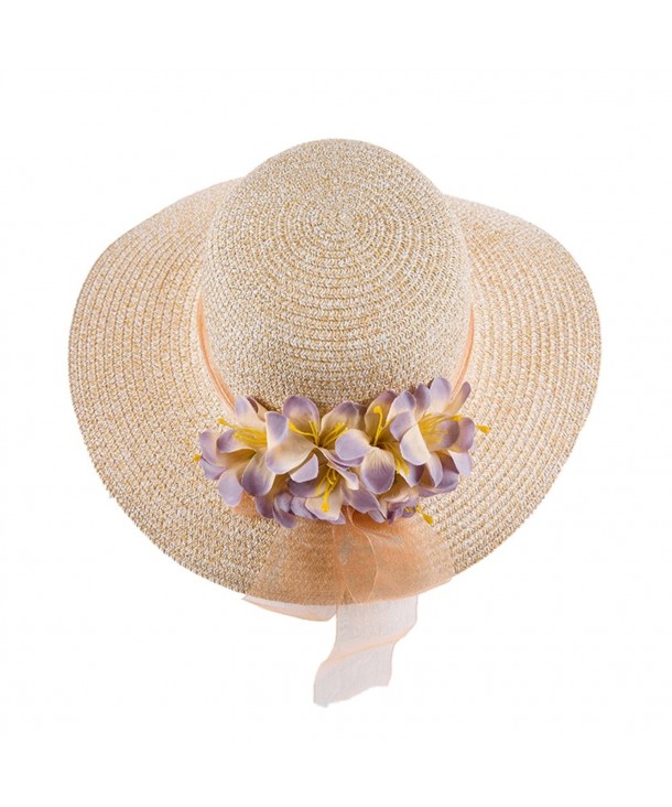 Women's Wide Brim Summer Beach Sun Hat Straw Cap Party Beige CY183CK37SX