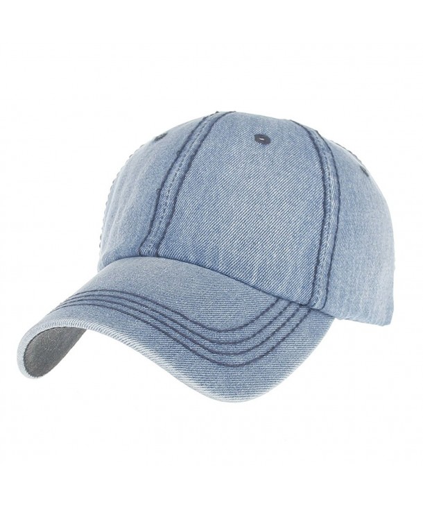 Unisex Washed Dyed Baseball Cap Adjustable Hat Low Profile Beanie Sun Hats - Light Blue - CK1843YXRIL