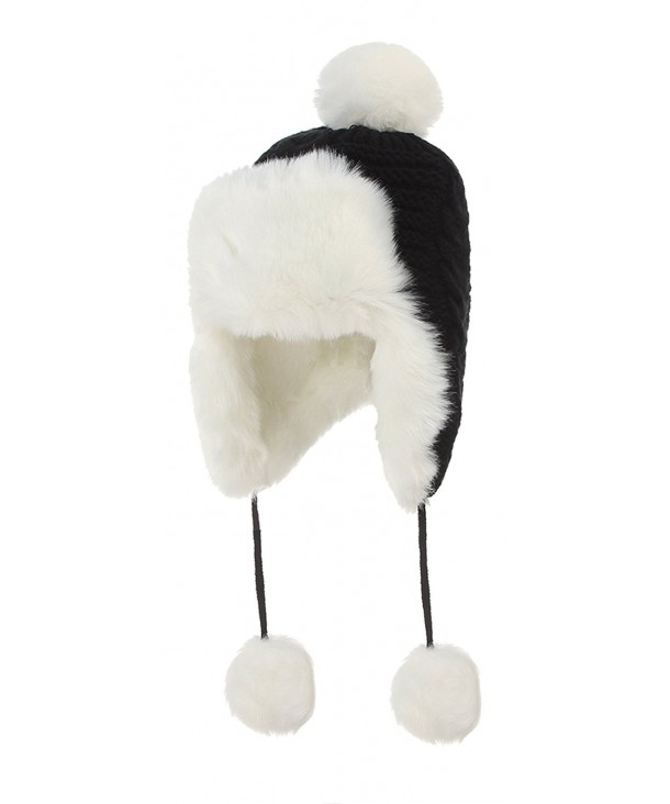 Gemvie Women's Chunky Slouchy Earflap Beanie Pom Ball Hat Fuzzy Ski Cap - Black - C7187GWOL0M