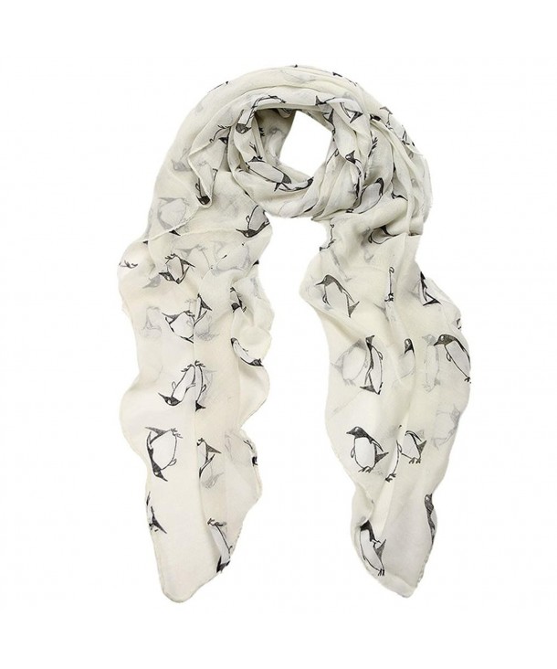 Women Shawl Cute Penguin Print Scarves Wraps Vovotrade - White - CP1293FIITJ